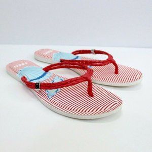 NWOT Nautica Beach Striped Braided Flip Flop Coral
